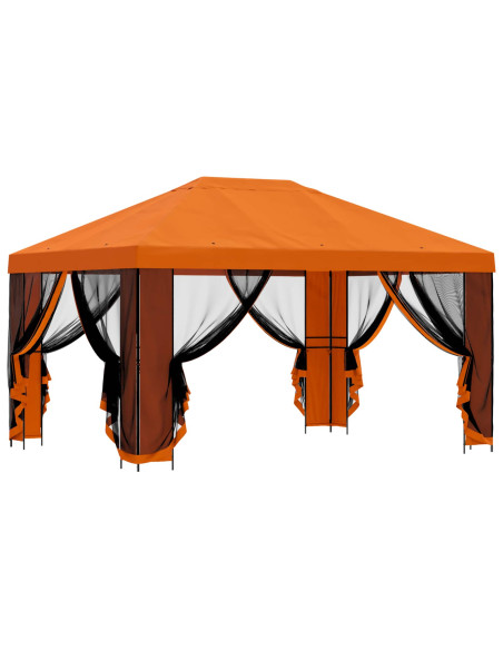 Gazebo da giardino con pareti laterali 4 × 3 m Arancione