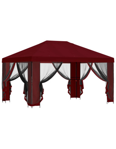 Gazebo da giardino con pareti laterali 4 × 3 m Borgogna