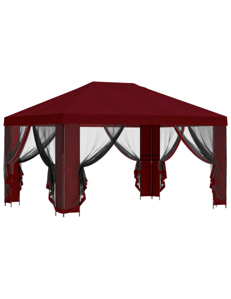 Gazebo da giardino con pareti laterali 4 × 3 m Borgogna