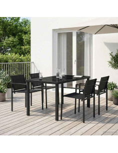 Set di Mobili da Esterno 5 pcs Nero e antracite Textilene