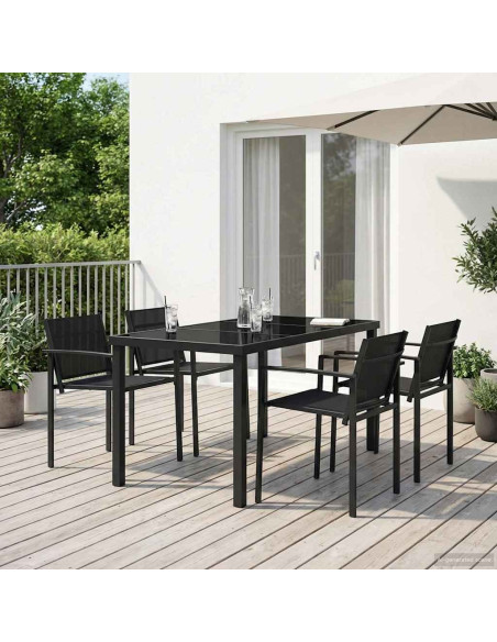 Set di Mobili da Esterno 5 pcs Nero e antracite Textilene