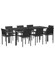 Set di Mobili da Esterno 9 pcs Nero e antracite Textilene 2