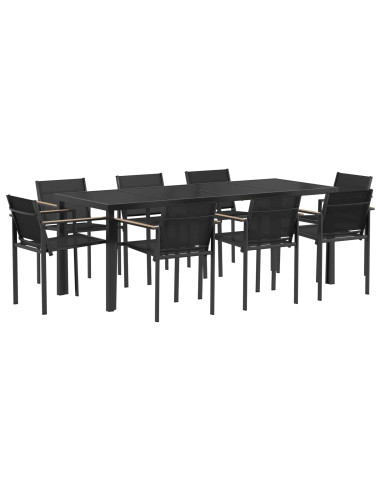 Set di Mobili da Esterno 9 pcs Nero e antracite Textilene