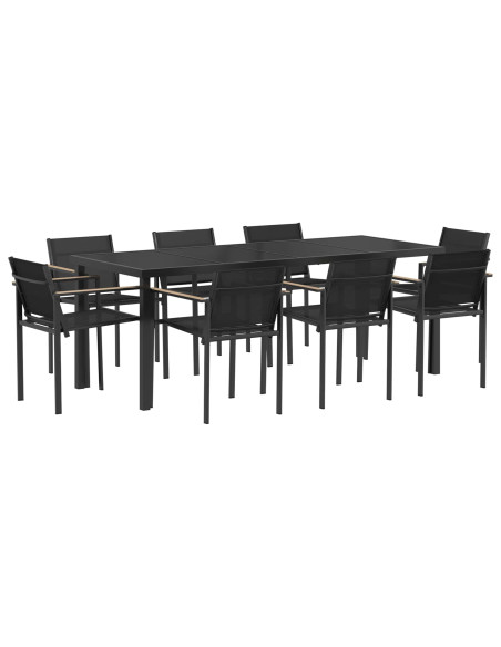 Set di Mobili da Esterno 9 pcs Nero e antracite Textilene