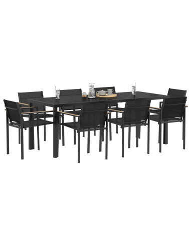 Set di Mobili da Esterno 9 pcs Nero e antracite Textilene