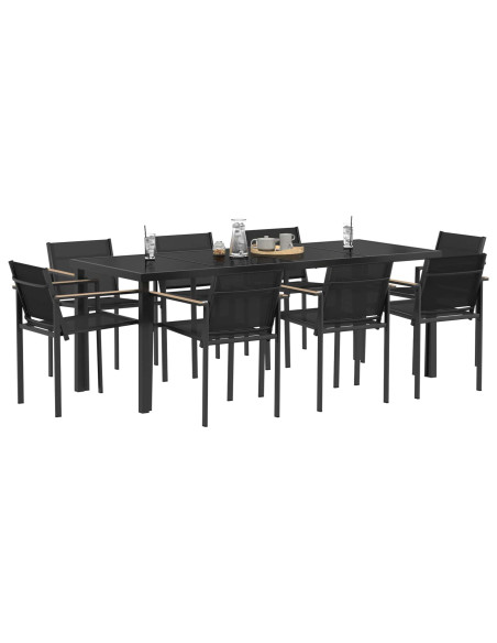 Set di Mobili da Esterno 9 pcs Nero e antracite Textilene