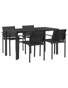 Set di Mobili da Esterno 5 pcs Nero e antracite Textilene 2