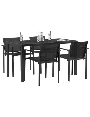 Set di Mobili da Esterno 5 pcs Nero e antracite Textilene