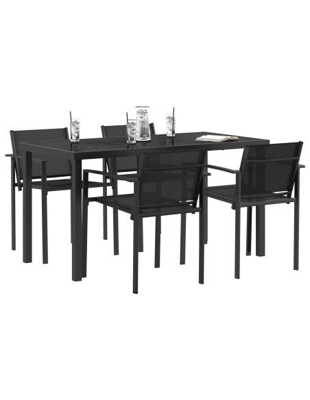Set di Mobili da Esterno 5 pcs Nero e antracite Textilene