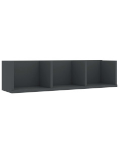 Scaffale Porta CD a Parete Grigio 75x18x18 cm Legno Multistrato 2