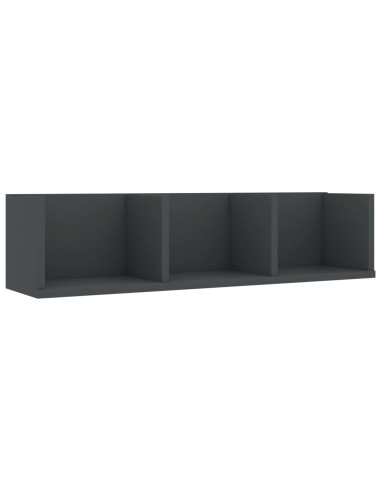 Scaffale Porta CD a Parete Grigio 75x18x18 cm Legno Multistrato