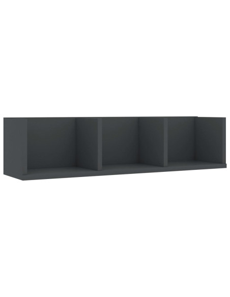 Scaffale Porta CD a Parete Grigio 75x18x18 cm Legno Multistrato