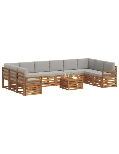 Set divani con cuscino 11 pcs Grigio Naturale e Chiaro