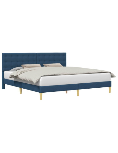 Struttura del letto con testiera Blu 200 x 200 cm Tessuto