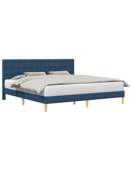 Struttura del letto con testiera Blu 200 x 200 cm Tessuto