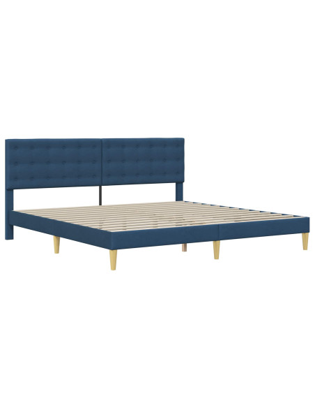 Struttura del letto con testiera Blu 200 x 200 cm Tessuto