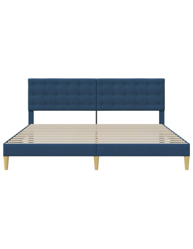 Struttura del letto con testiera Blu 200 x 200 cm Tessuto