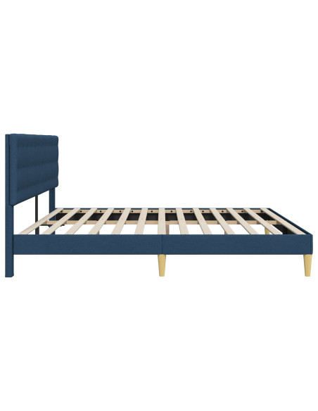 Struttura del letto con testiera Blu 200 x 200 cm Tessuto