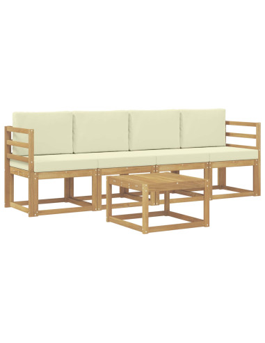 Set di divani da esterno con cuscino 5 pcs Bianco e Crema