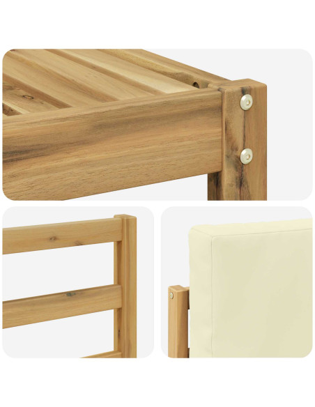 Set di divani da esterno con cuscino 5 pcs Bianco e Crema