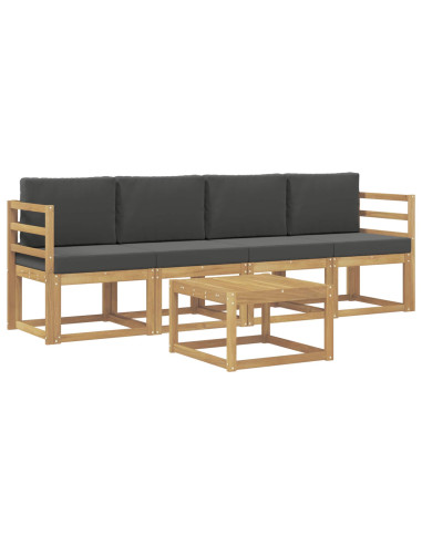 Set di divani da esterno con cuscino 5 pcs Bianco e Antracite
