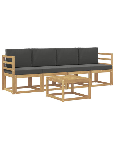 Set di divani da esterno con cuscino 5 pcs Bianco e Antracite