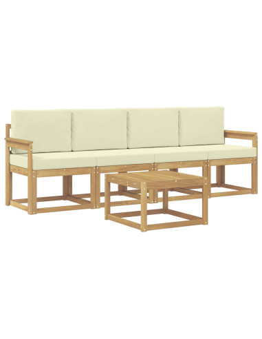 Set di divani da esterno con cuscino 5 pcs Bianco e Crema
