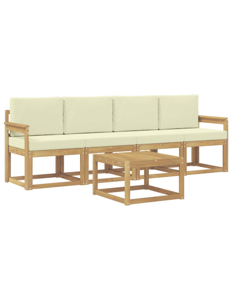 Set di divani da esterno con cuscino 5 pcs Bianco e Crema