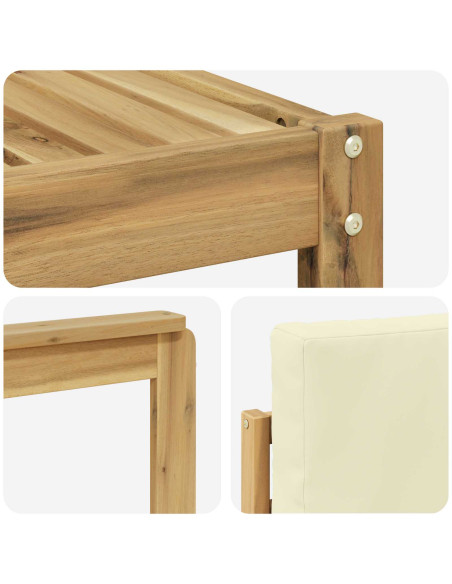 Set di divani da esterno con cuscino 5 pcs Bianco e Crema