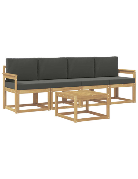 Set di divani da esterno con cuscino 5 pcs Bianco e Antracite
