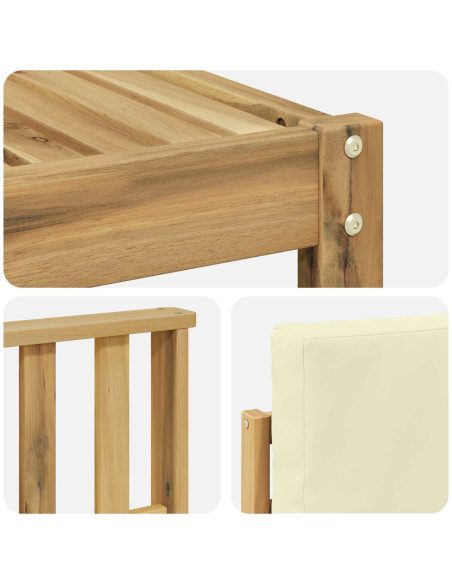 Set di divani da esterno con cuscino 5 pcs Bianco e Crema