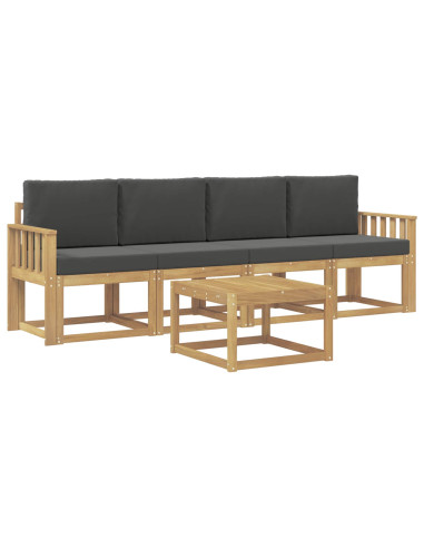 Set di divani da esterno con cuscino 5 pcs Bianco e Antracite