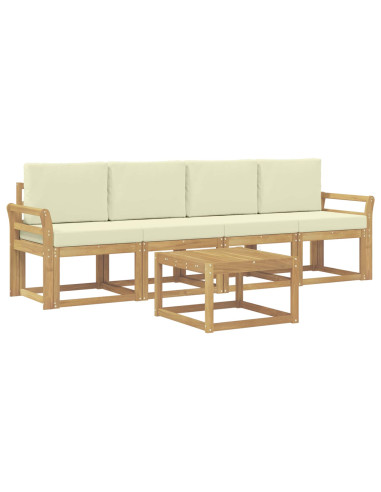 Set di divani da esterno con cuscino 5 pcs Bianco e Crema
