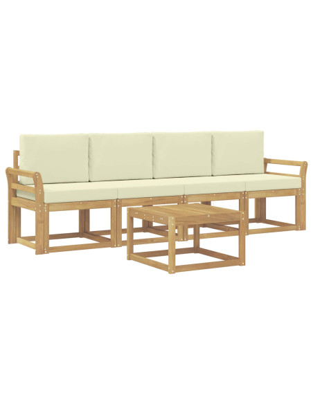 Set di divani da esterno con cuscino 5 pcs Bianco e Crema
