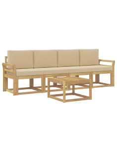 Set di divani da esterno con cuscino 5 pcs Bianco e Beige 2