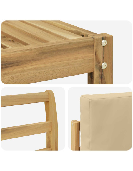 Set di divani da esterno con cuscino 5 pcs Bianco e Beige