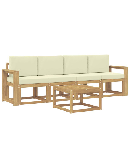 Set di divani da esterno con cuscino 5 pcs Bianco e Crema