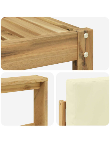 Set di divani da esterno con cuscino 5 pcs Bianco e Crema