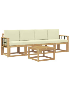 Set di divani da esterno con cuscino 5 pcs Bianco e Crema 2