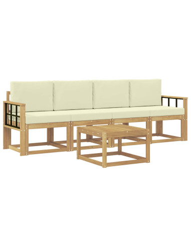 Set di divani da esterno con cuscino 5 pcs Bianco e Crema