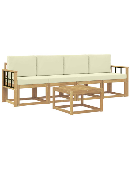 Set di divani da esterno con cuscino 5 pcs Bianco e Crema