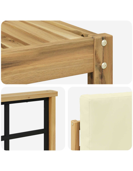 Set di divani da esterno con cuscino 5 pcs Bianco e Crema