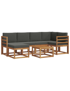 Set di divani da esterno con cuscino 7 pcs Naturale e Antracite 2