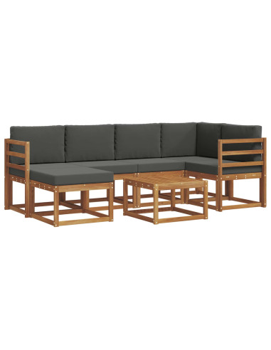 Set di divani da esterno con cuscino 7 pcs Naturale e Antracite