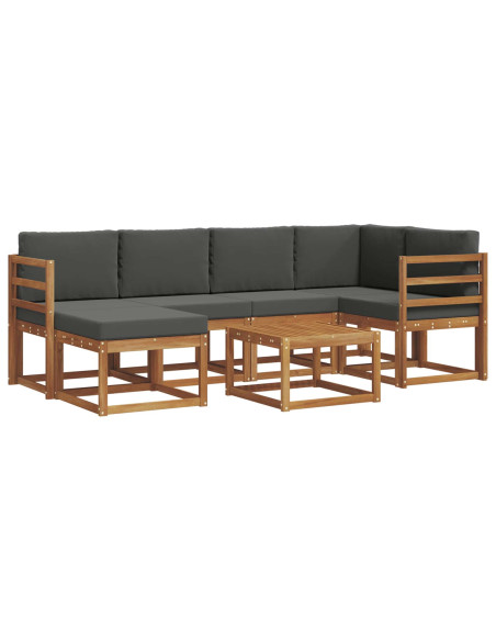 Set di divani da esterno con cuscino 7 pcs Naturale e Antracite
