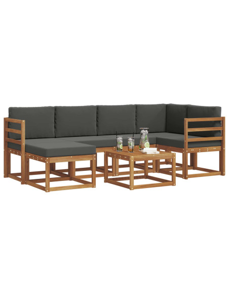 Set di divani da esterno con cuscino 7 pcs Naturale e Antracite