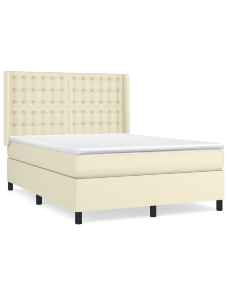 Giroletto a Molle con Materasso Crema 140x190 cm in Similpelle