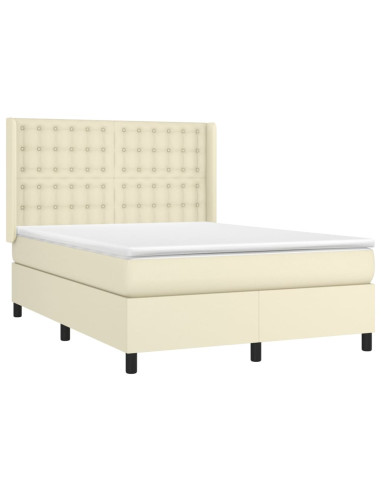 Giroletto a Molle con Materasso Crema 140x190 cm in Similpelle