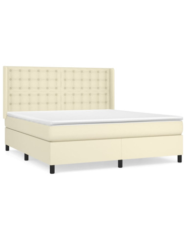 Giroletto a Molle con Materasso Crema 180x200 cm in Similpelle