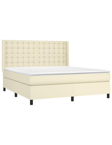 Giroletto a Molle con Materasso Crema 180x200 cm in Similpelle